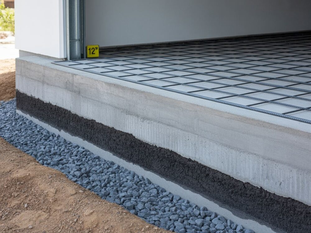 betonowy fundament garażu