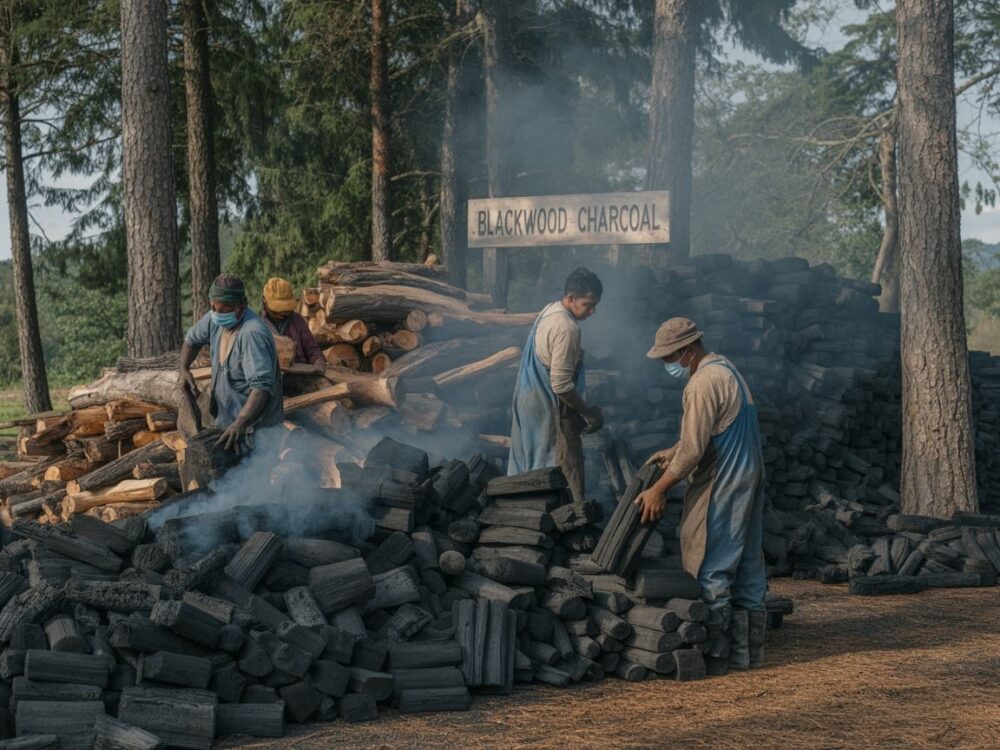 dym unoszący się z kopców