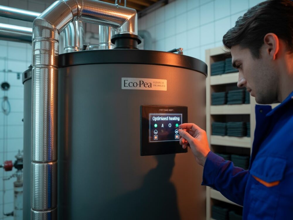 nowoczesny piec w kotłowni